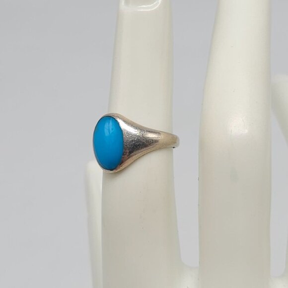 Vintage KABANA Sterling Silver Ring With Inlay Turquoise Stone Size 5 - Picture 2 of 7